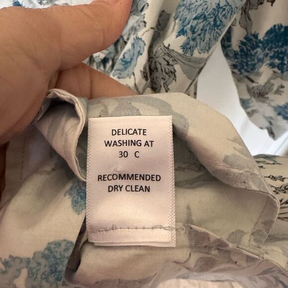 SECULAR LAB  Liberty Print Floral Print White Blue Button Mock Neck Tunic Sz XS - Picture 11 of 14